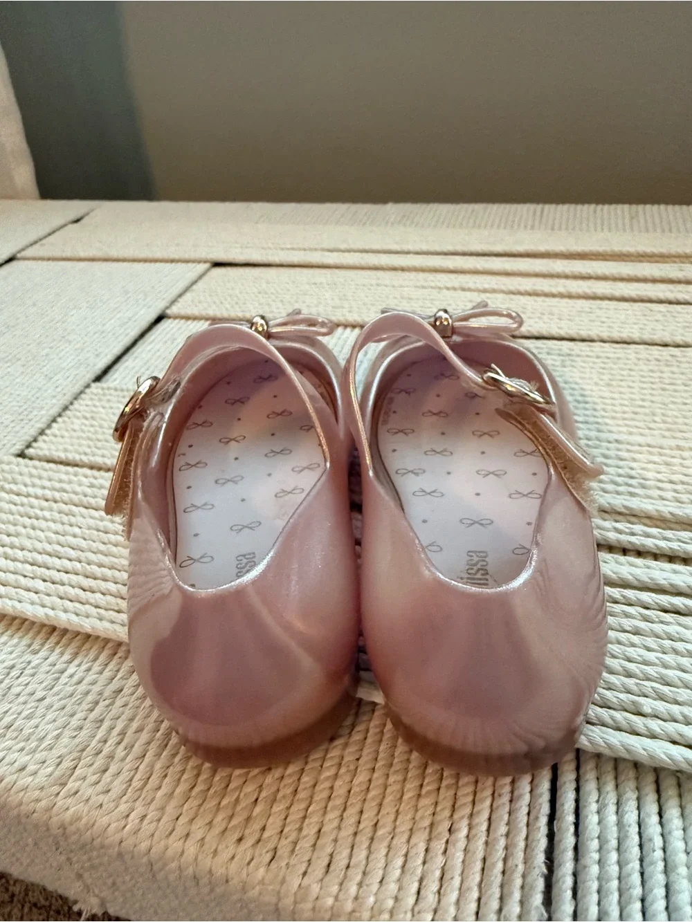 Mini Melissa Pearlized Pink Mary Jane Flats with Bow